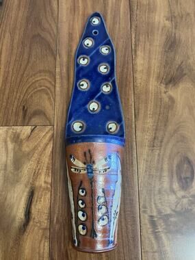 Front Ave Pottery & Tile Dragonfly Hanging Wall Pocket Clay Abstract MJ Schmith